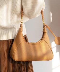 Leather Underarm Woven Crossbody Bag